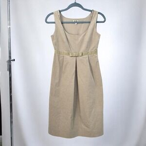 Tommy Hilfiger Sleeveless Dress Woman Size 0 Beige Pleated Empire Waist Babydoll